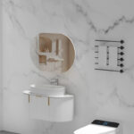 900*600*150mm Carysil Mystic Matte White Melamine Plywood Oval Shaving Cabinet(Double Doors)