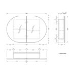 900*600*150mm Carysil Mystic Matte White Melamine Plywood Oval Shaving Cabinet(Double Doors)