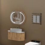 900*600*150mm Carysil Mystic Origianl Walnut Melamine Plywood Oval LED Shaving Cabinet(Double Doors)