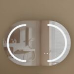 900*600*150mm Carysil Mystic Origianl Walnut Melamine Plywood Oval LED Shaving Cabinet(Double Doors)