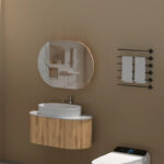 900*600*150mm Carysil Mystic Origianl Walnut Melamine Plywood Oval Shaving Cabinet(Double Doors)