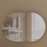 900*600*150mm Carysil Mystic Origianl Walnut Melamine Plywood Oval Shaving Cabinet(Double Doors)