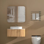 900*800*150mm Carysil Grand Origianl Walnut Melamine Plywood Shaving Cabinet(Double Doors)