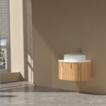 750mm Walnut Fluted Wall Hung Vanity 750*469*412mm