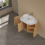 750mm Walnut Fluted Wall Hung Vanity 750*469*412mm