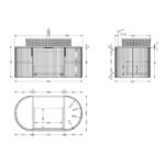 900mm Matte White Fluted Wall Hung Vanity 900*469*412mm