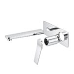 RUSHY Series Square Chrome Wall Mixer with Spout Trim Kit(match CLPS)