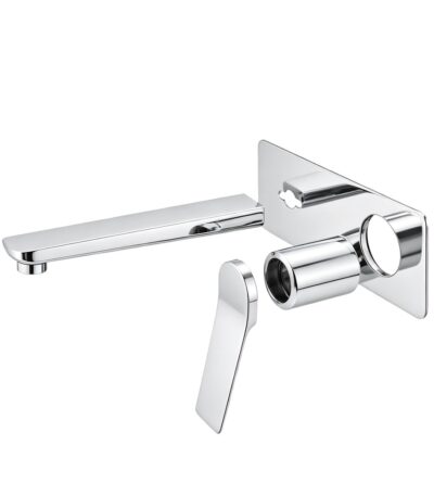RUSHY Series Square Chrome Wall Mixer with Spout Trim Kit(match CLPS)