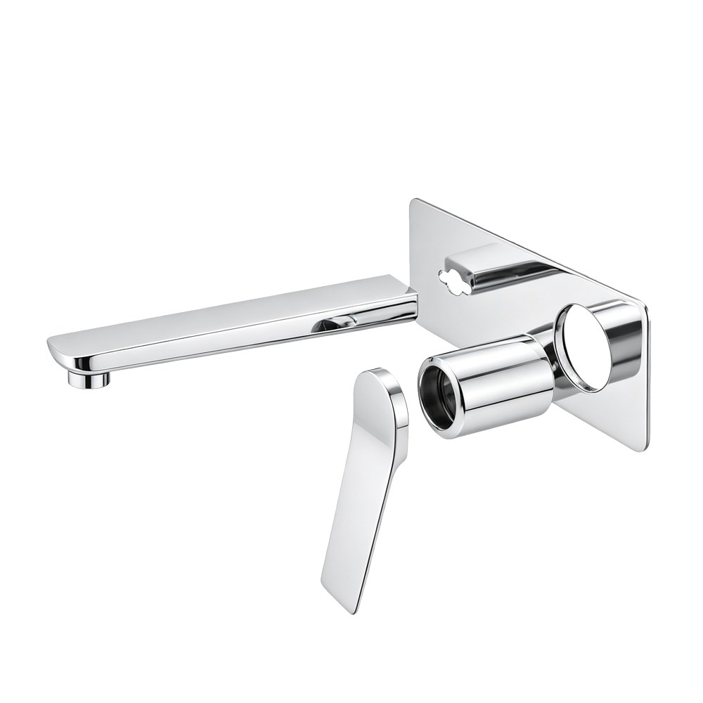 RUSHY Series Square Chrome Wall Mixer with Spout Trim Kit(match CLPS) 1 RUSHY Series Square Chrome Wall Mixer with Spout Trim Kit(match CLPS)
