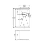 250x450x215mm Chrome Stainless Steel Single Bowl Kitchen Sink