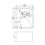 390x450x215mm Chrome Stainless Steel Single Bowl Kitchen Sink