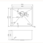 Round Corner Chrome Stainless Steel Handmade Single Bowl Kitchen Sink 500*440*230mm