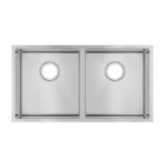Round Corner Chrome Stainless Steel Handmade Double Bowl Kitchen Sink 820*457*230mm