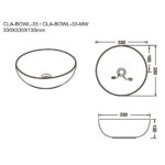 330x330x130mm Gloss White Above Counter Basin