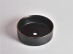 360x360x125mm Matte Black with Gold Rim Above Counter Basin