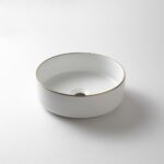 360x360x125mm Matte White with Gold Rim Above Counter Basin