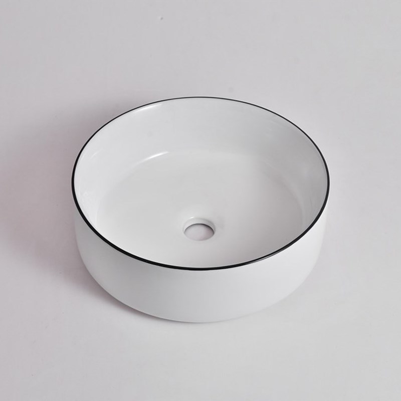 360x360x125mm Gloss White with Black Rim Above Counter Basin 1 360x360x125mm Gloss White with Black Rim Above Counter Basin