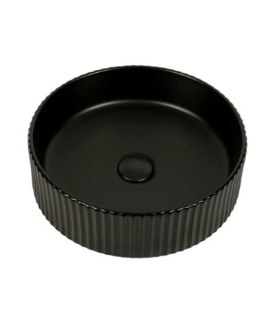 400*400*125mm Matte Black with Fluted Design Above Counter Basin(32mm Nonoverflow)