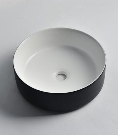360x360x125mm Matte Black Exterior & Matte White Interior Above Counter Basin