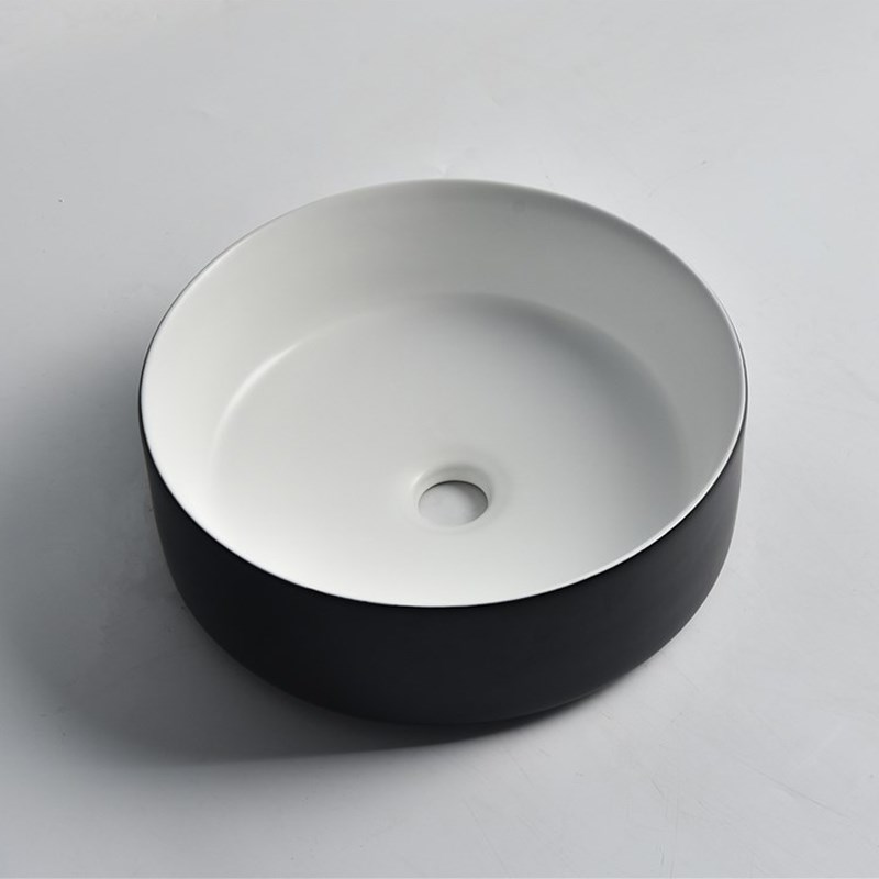 360x360x125mm Matte Black Exterior & Matte White Interior Above Counter Basin 1 360x360x125mm Matte Black Exterior & Matte White Interior Above Counter Basin