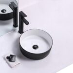 365x365x120mm Black Textured Exterior & Matte White Interior Above Counter Basin