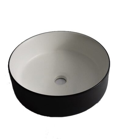360x360x125mm Black Textured Exterior & Matte White Interior Above Counter Basin
