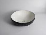 395x395x120mm Black Textured Exterior & Matte White Interior Above Counter Basin