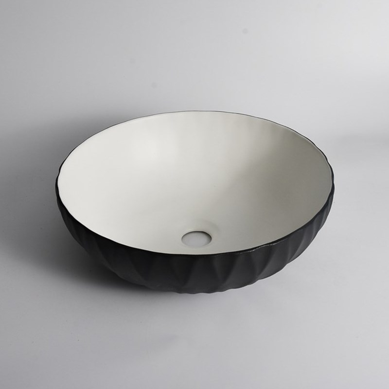 395x395x120mm Black Textured Exterior & Matte White Interior Above Counter Basin 1 395x395x120mm Black Textured Exterior & Matte White Interior Above Counter Basin