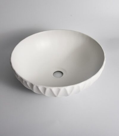 395x395x120mm Textured Exterior & Matte White Interior Above Counter Basin