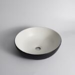 395x395x120mm Black Textured Exterior & Matte White Interior Above Counter Basin