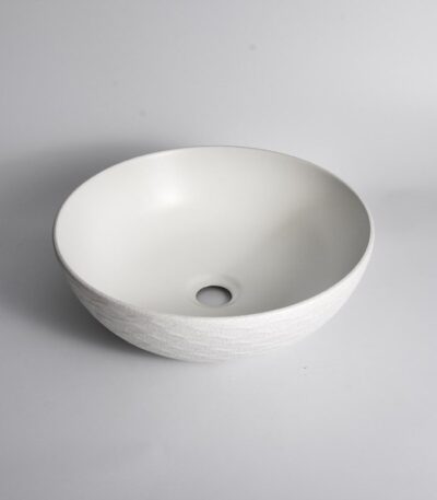 395x395x120mm Textured Exterior & Matte White Interior Above Counter Basin