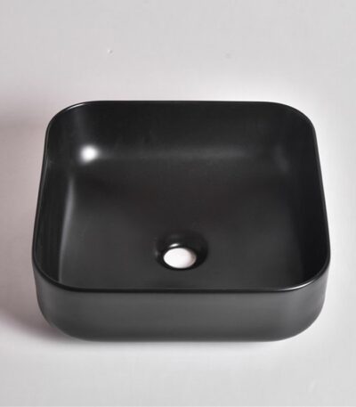 385x385x140mm Matte Black Above Counter Basin