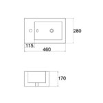 460x280x170mm Gloss White Wall Hung Basin