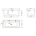 1700*800*580mm White Acrylic Freestanding Back To Wall Bathtub