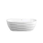 1700*750*580mm White Acrylic Freestanding Oval With 3D Bathtub