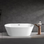 1700*750*580mm White Acrylic Freestanding Oval Bathtub