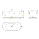 1700*800*580mm White Acrylic Freestanding Oval Carrara Bathtub