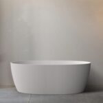 1700*800*600mm Super Slim Edge Delta Oval Shape Matt White Acrylic Freestanding Bathtub(Pop-up waste & Plug included)
