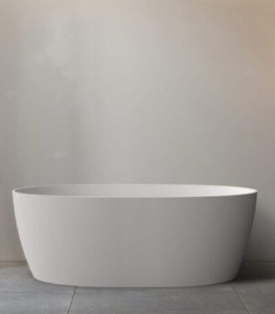 1700*800*600mm Super Slim Edge Delta Oval Shape Matt White Acrylic Freestanding Bathtub(Pop-up waste & Plug included)
