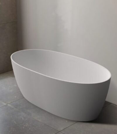 1500*800*600mm Super Slim Edge Delta Oval Shape Matt White Acrylic Freestanding Bathtub(Pop-up waste & Plug included)