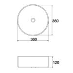 365x365x120mm Textured Exterior & Matte White Interior Above Counter Basin