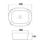 500x360x140mm Gloss White Above Counter Basin