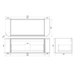 1190*455*390mm Elva Natural Oak Wall Hung Cabinet Only With Brushed Gold Handle