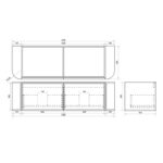 1490*455*390mm Elva Natural Oak Wall Hung Cabinet Only With Brushed Gold Handle