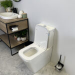 ENOX 605*340*810mm Gloss White Rimless Flushing Back to Wall Two-piece Toilet Suite