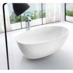 1700*800*580mm Fanta Gloss White Oval Freestanding Bathtub(Chrome color pop up waste and plug Included)