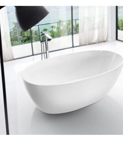 1700*800*580mm Fanta Gloss White Oval Freestanding Bathtub(Chrome color pop up waste and plug Included)