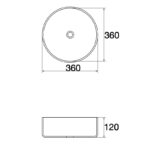 360x360x125mm Carrara Matte White Above Counter Basin