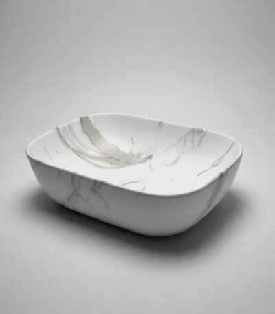 460*330*130mm Matte White with Carrara Design Above Counter Basin(32mm Nonoverflow)