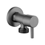 Bathroom Round Gun Metal Grey 1/4 Turn Washing Machine Stop Tap(One Piece)